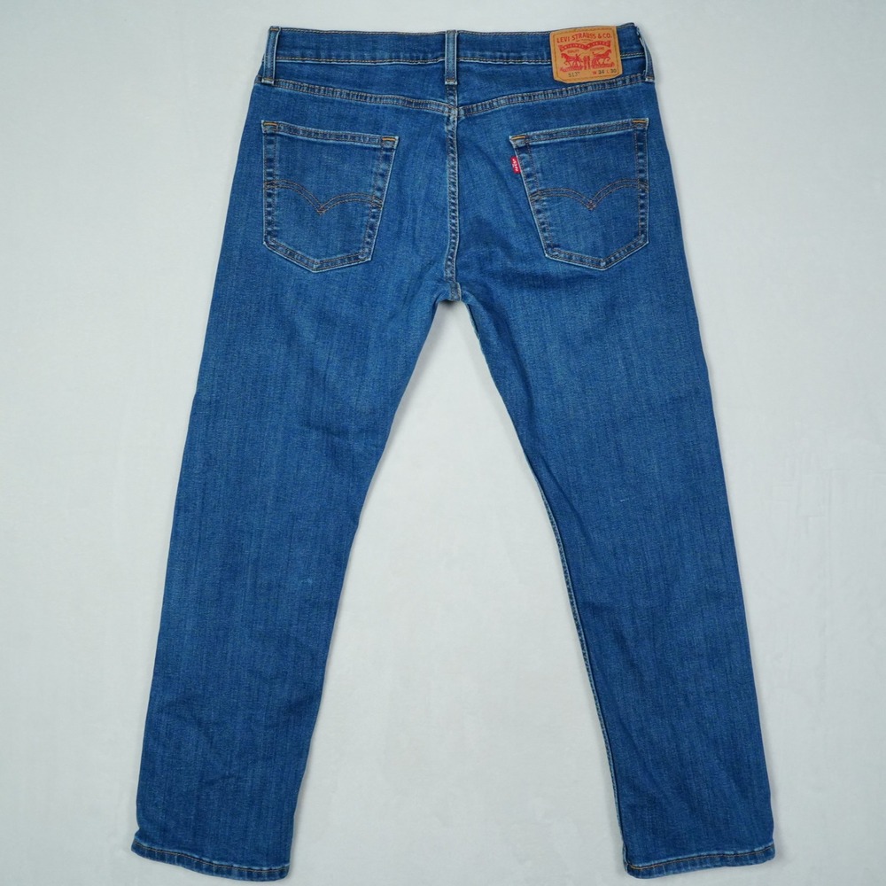 Levis 513 Slim Straight Blue Jeans Mens 34x30 Medium Wash Denim Pants - Picture 3 of 6